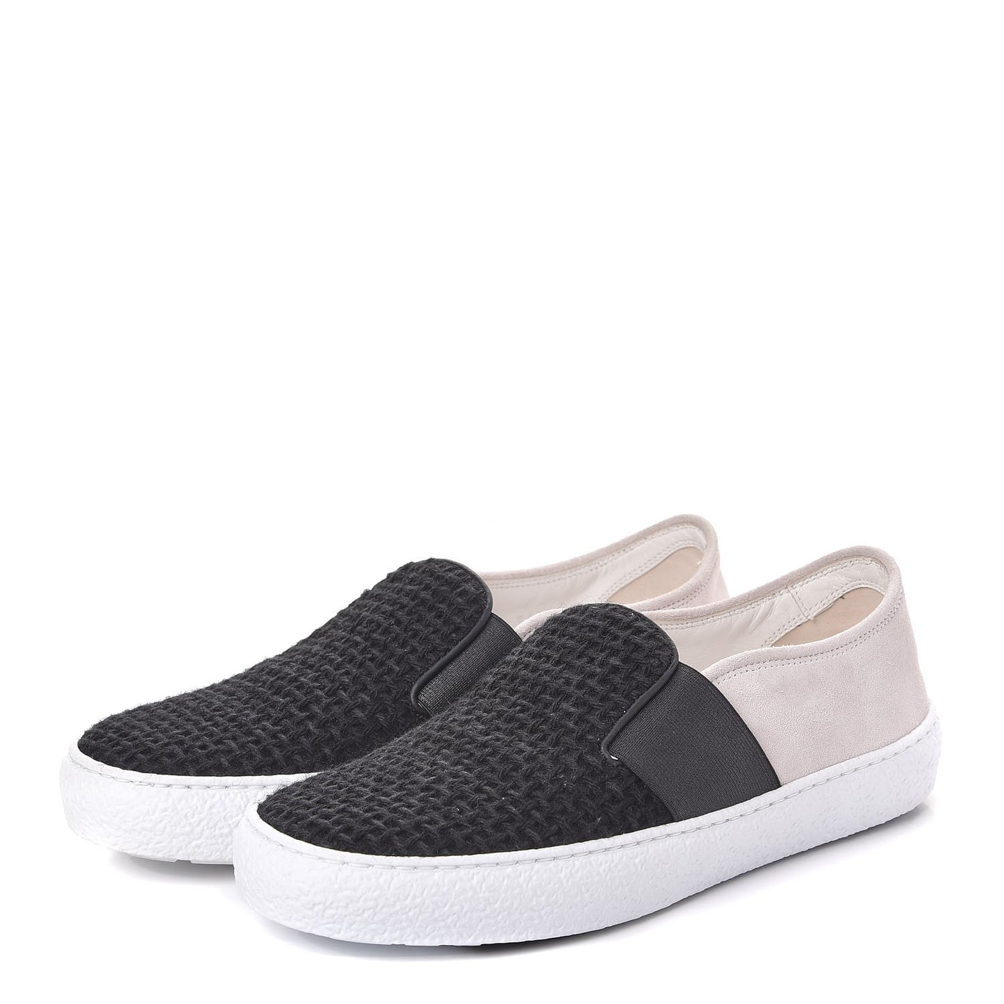 Suede Calfskin Tweed Sneakers 36.5 Black White
