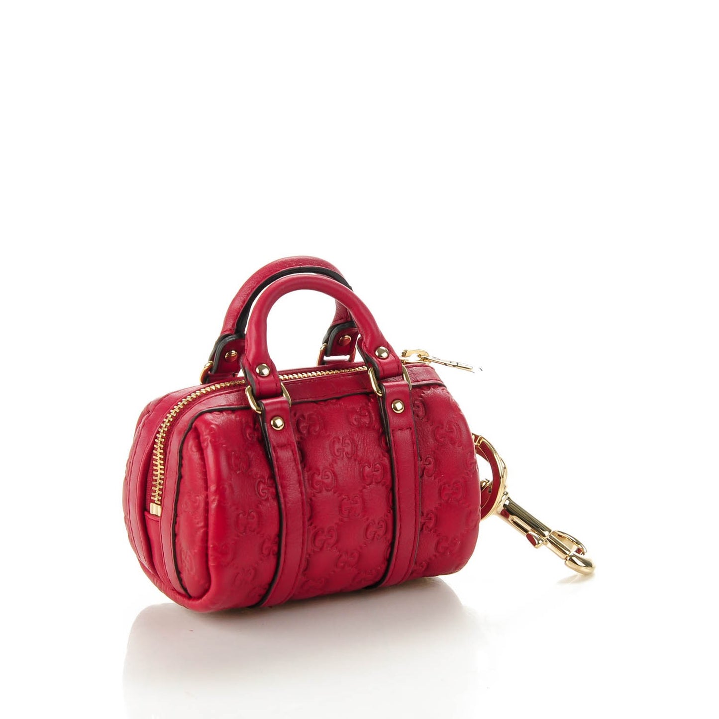 Guccissima Mini Boston Bag Charm Raspberry Red