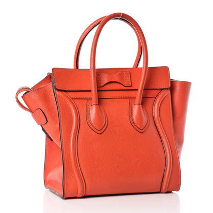 Celine Drummed Calfskin Micro Luggage Vermillion 3 of 15