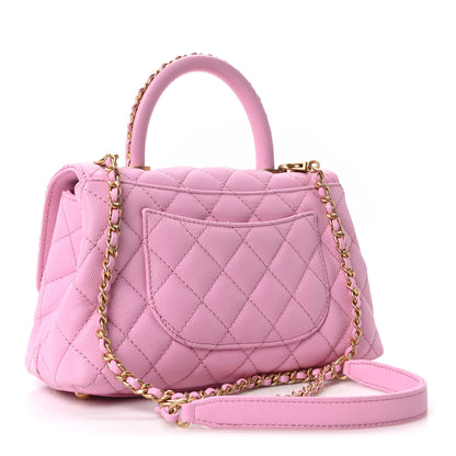 Chanel Caviar Quilted Mini Coco Chain Handle Flap Pink 3 of 10