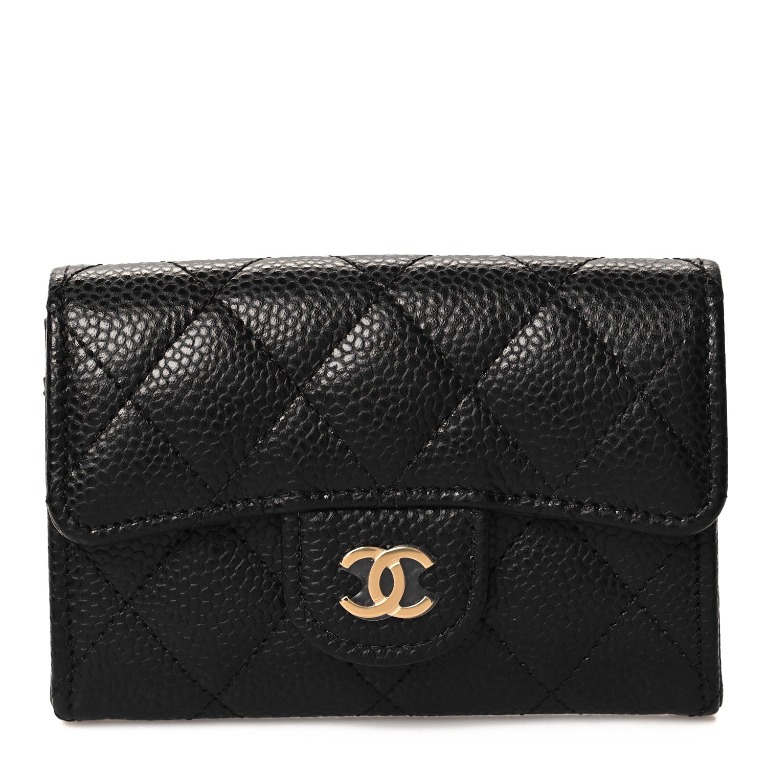 Chanel Caviar Quilted Flap Card Holder Wallet Black 1 of 9