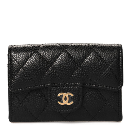 Chanel Caviar Quilted Flap Card Holder Wallet Black 1 of 9