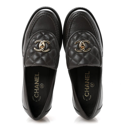 Chanel Lambskin Quilted CC Turnlock Loafers 36 Dark Brown 2 of 10