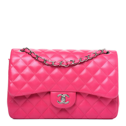 Chanel Lambskin Quilted Jumbo Double Flap Dark Pink 1 of 14