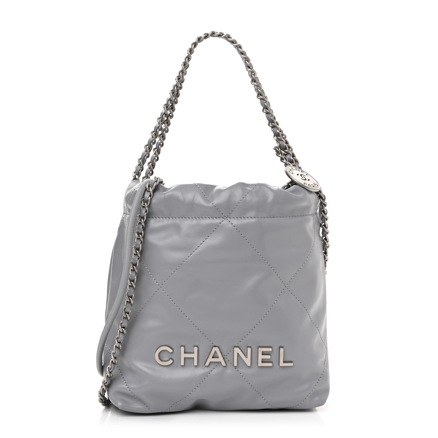 Chanel Shiny Calfskin Quilted Mini Chanel 22 Grey 1 of 11