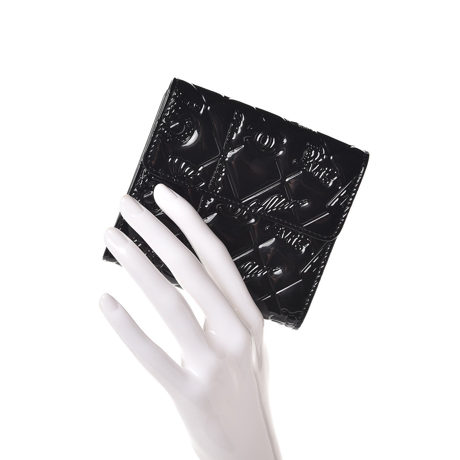 Chanel Patent Calfskin Lucky Symbols Compact French Flap Wallet Black 2 of 7