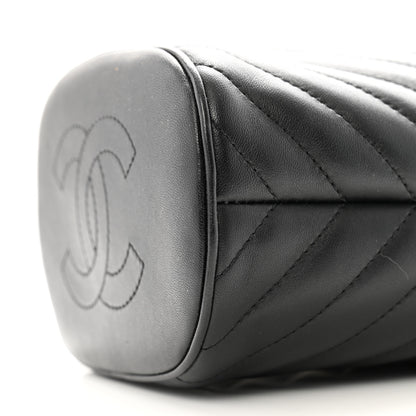Chanel Lambskin Chevron Quilted Handle With Chic Bucket Bag Black 10 of 11