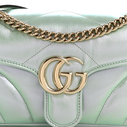 Gucci Iridescent Nappa Chevron Matelasse Small GG Marmont Shoulder Bag Iridescent Snow Light Blue 8 of 10