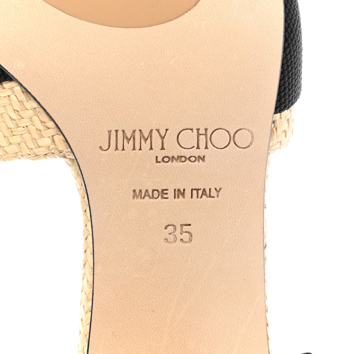 Jimmy Choo Raffia Embellished Minea 45 Sandals 35 Black White 7 of 7