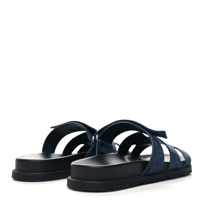Hermes Suede Goatskin Womens Chypre Sandals 40 Bleu Celeste 4 of 9