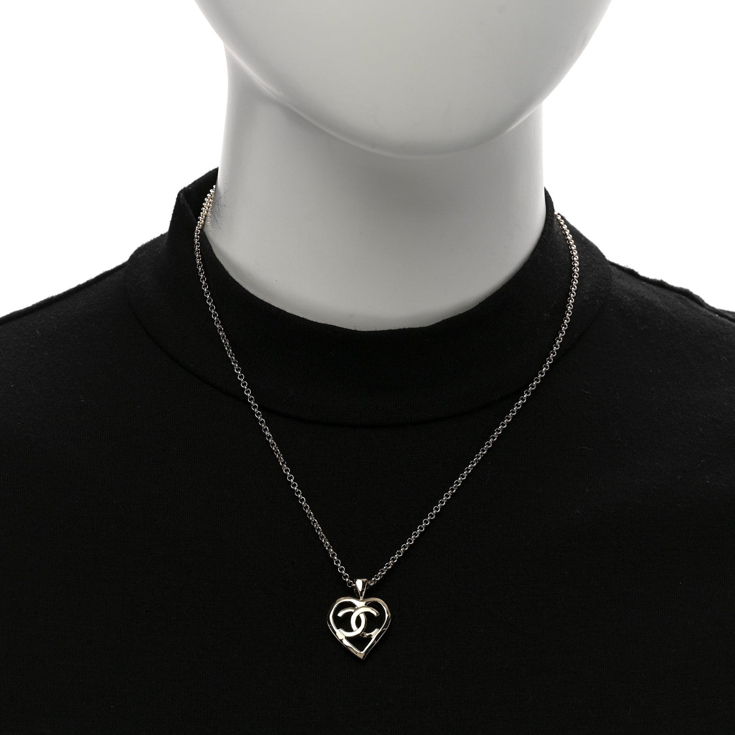 Chanel CC Heart Chain Pendant Necklace Gold 2 of 6