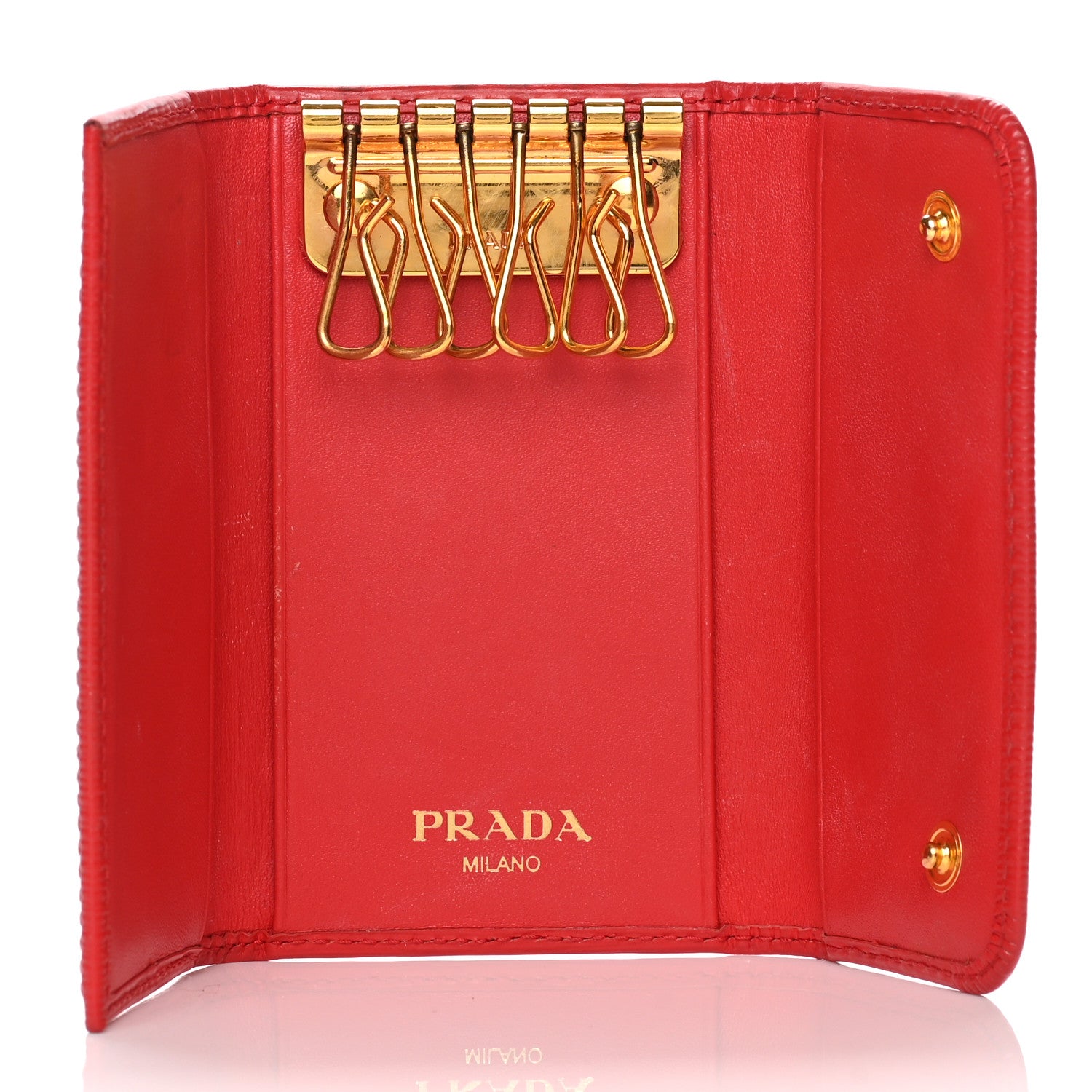 Prada Saffiano Metal 6 Key Holder Fuoco 4 of 9