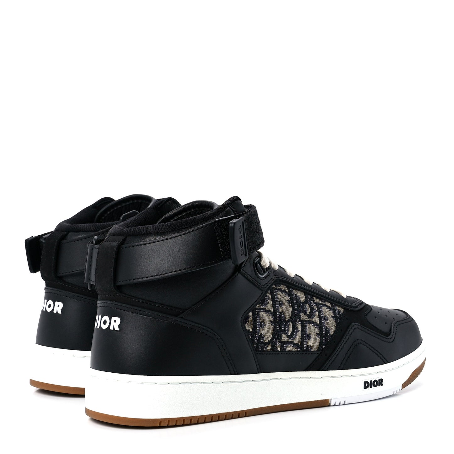 Smooth Calfskin Jacquard Oblique Mens B27 Mid Top Sneakers 42 Black Blue
