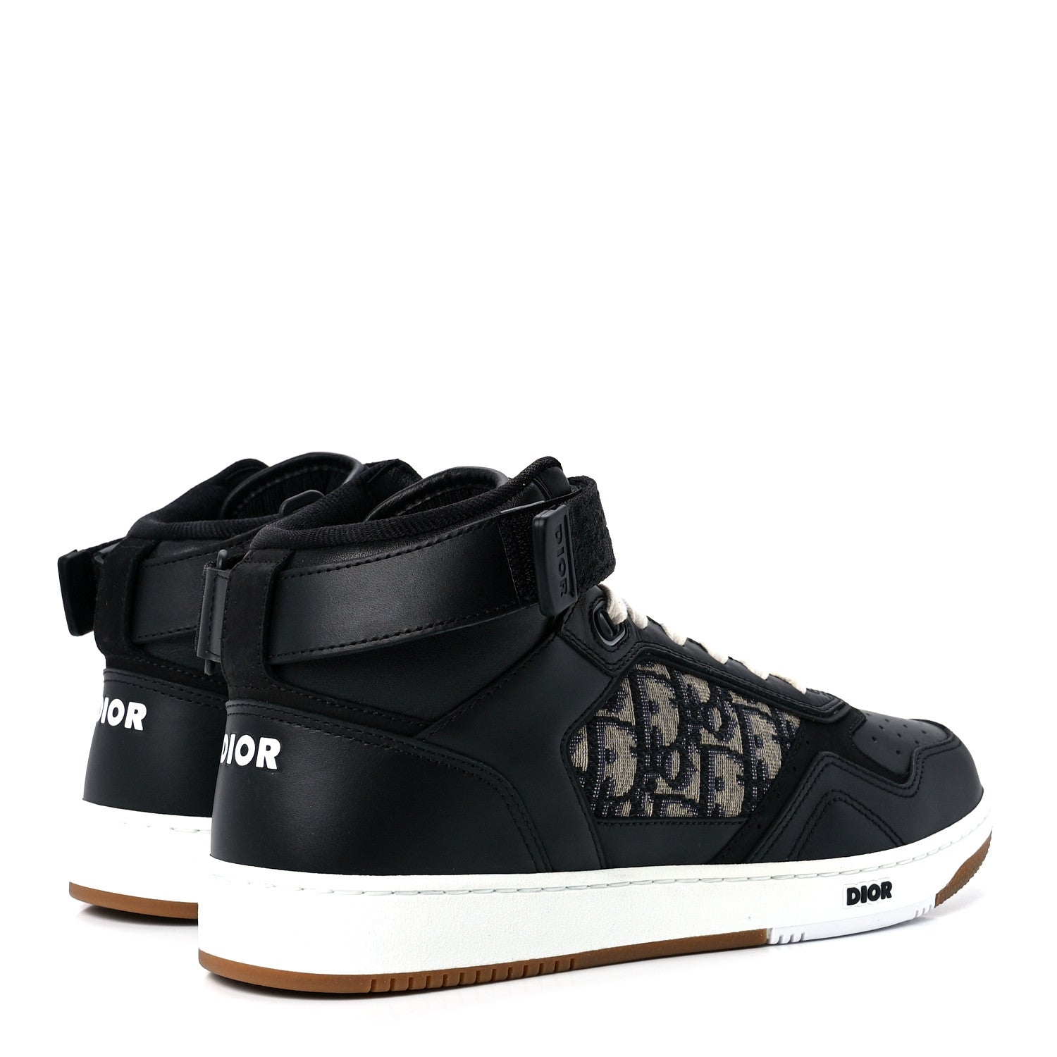 Christian Dior Smooth Calfskin Jacquard Oblique Mens B27 Mid Top Sneakers 42 Black Blue 4 of 9