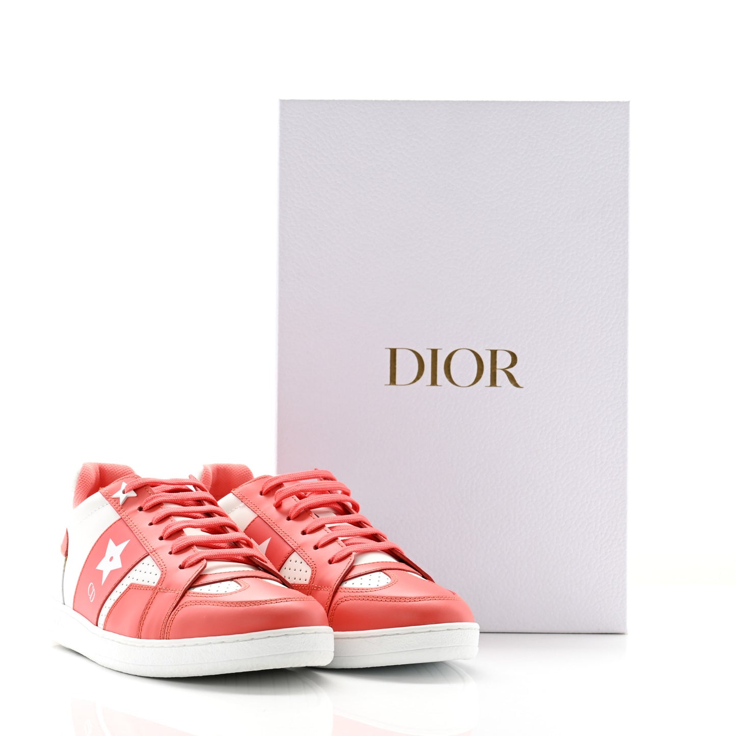 Calfskin Dior Star Ors Low Top Sneakers 37.5 Coral White