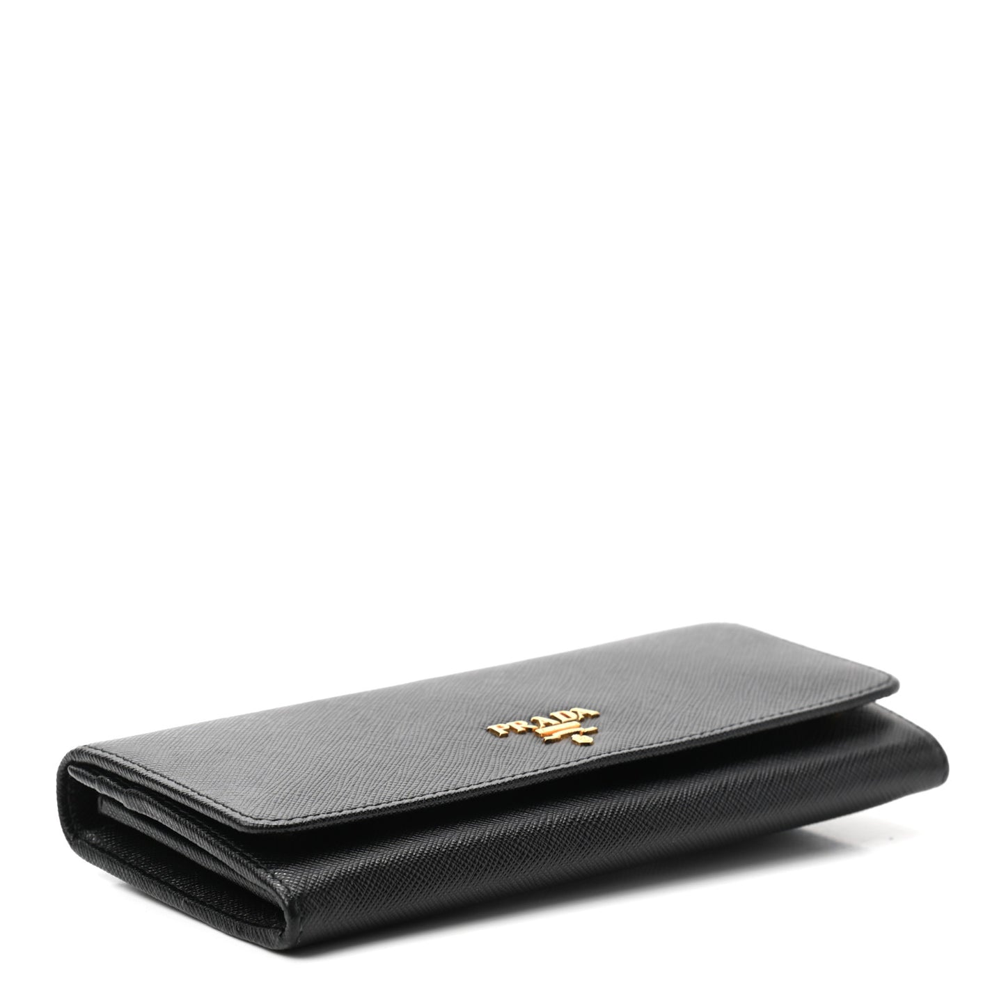 Saffiano Metal Continental Flap Wallet Black