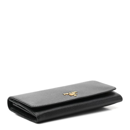 Prada Saffiano Metal Continental Flap Wallet Black 4 of 7