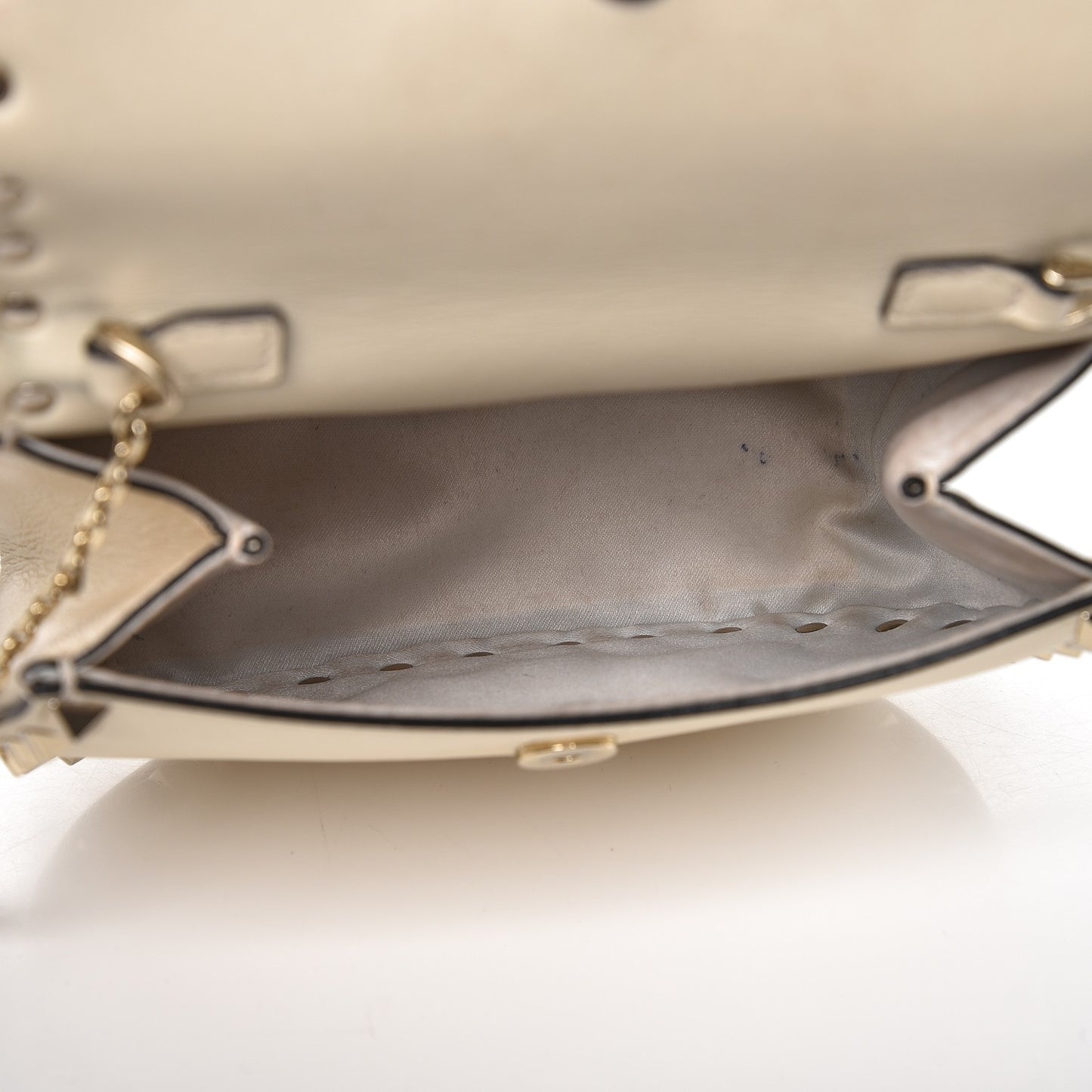 Vitello Rockstud Crossbody Saddle Bag Ivory