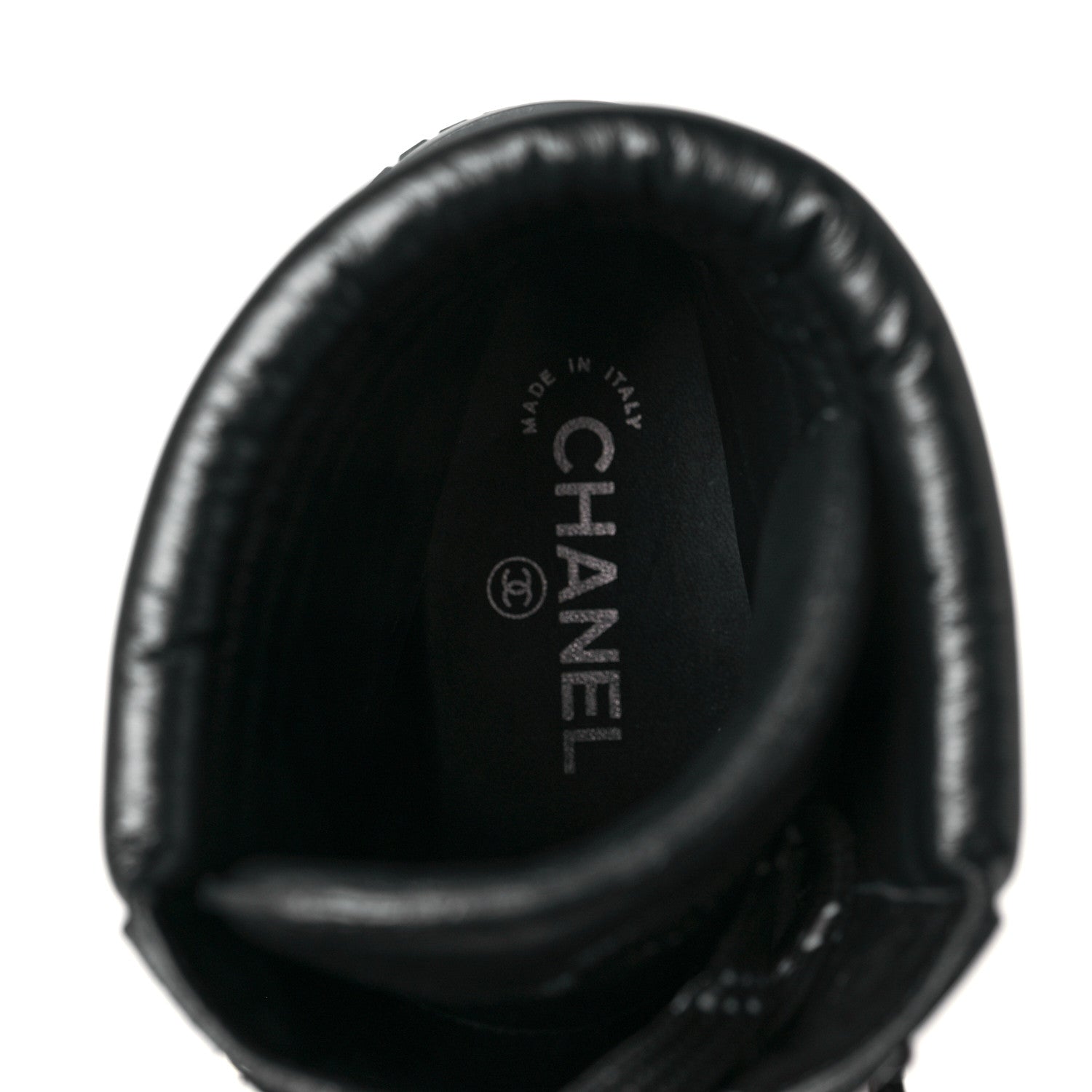 Chanel Calfskin Grosgrain Quilted Lace Up Boots 40 Black Grey 7 of 7