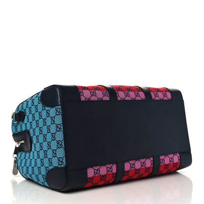 Gucci Monogram Multicolor Retro Interlocking G Duffle Bag Blue Rainbow 3 of 5