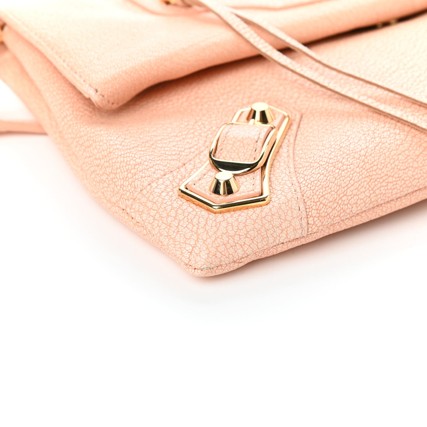 Chevre Gold Metallic Edge Hardware Envelope Clutch Rose Corail