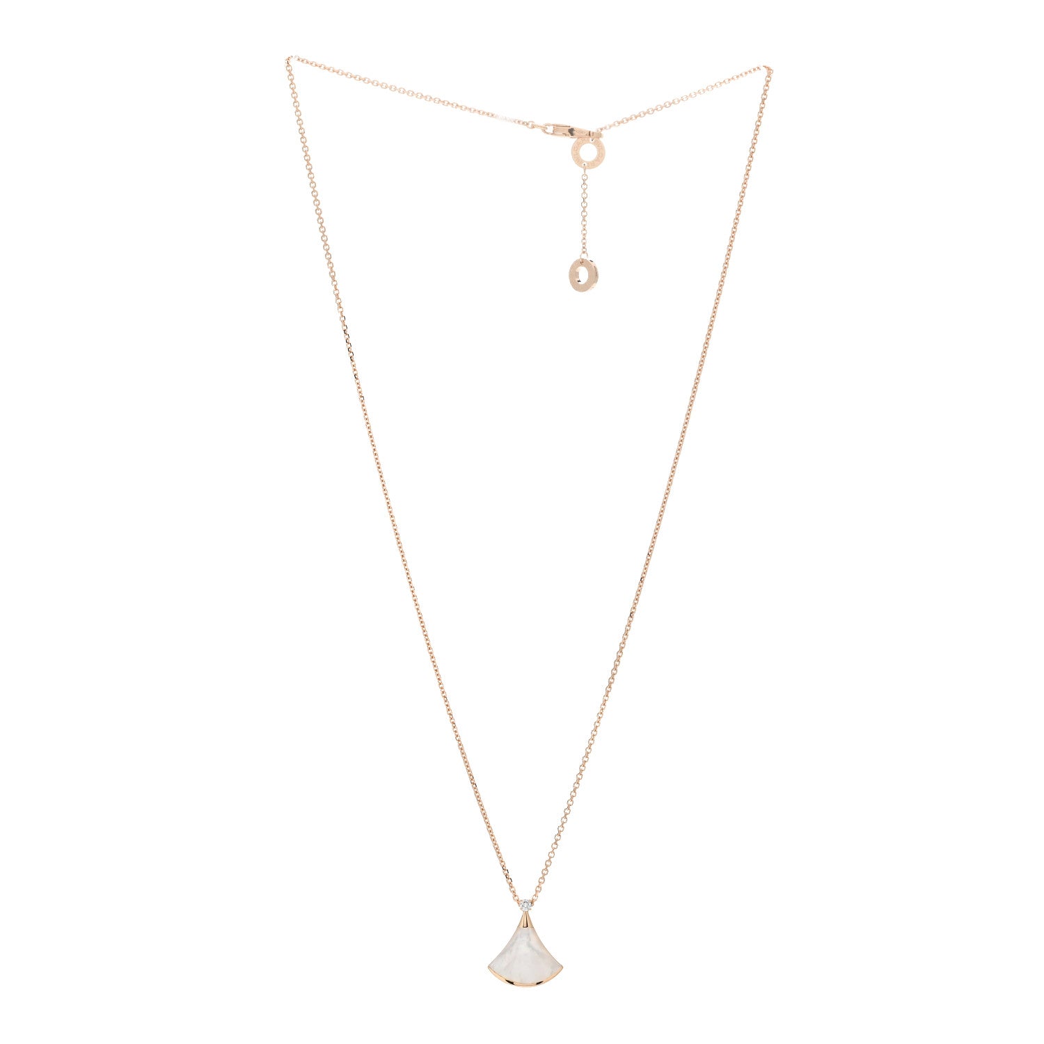 Bulgari 18K Rose Gold Diamond Mother of Pearl Small Divas' Dream Pendant Necklace 2 of 4