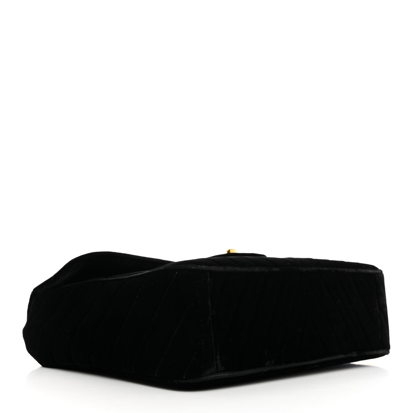 Velvet Chevron Quilted XL Jumbo Flap Black