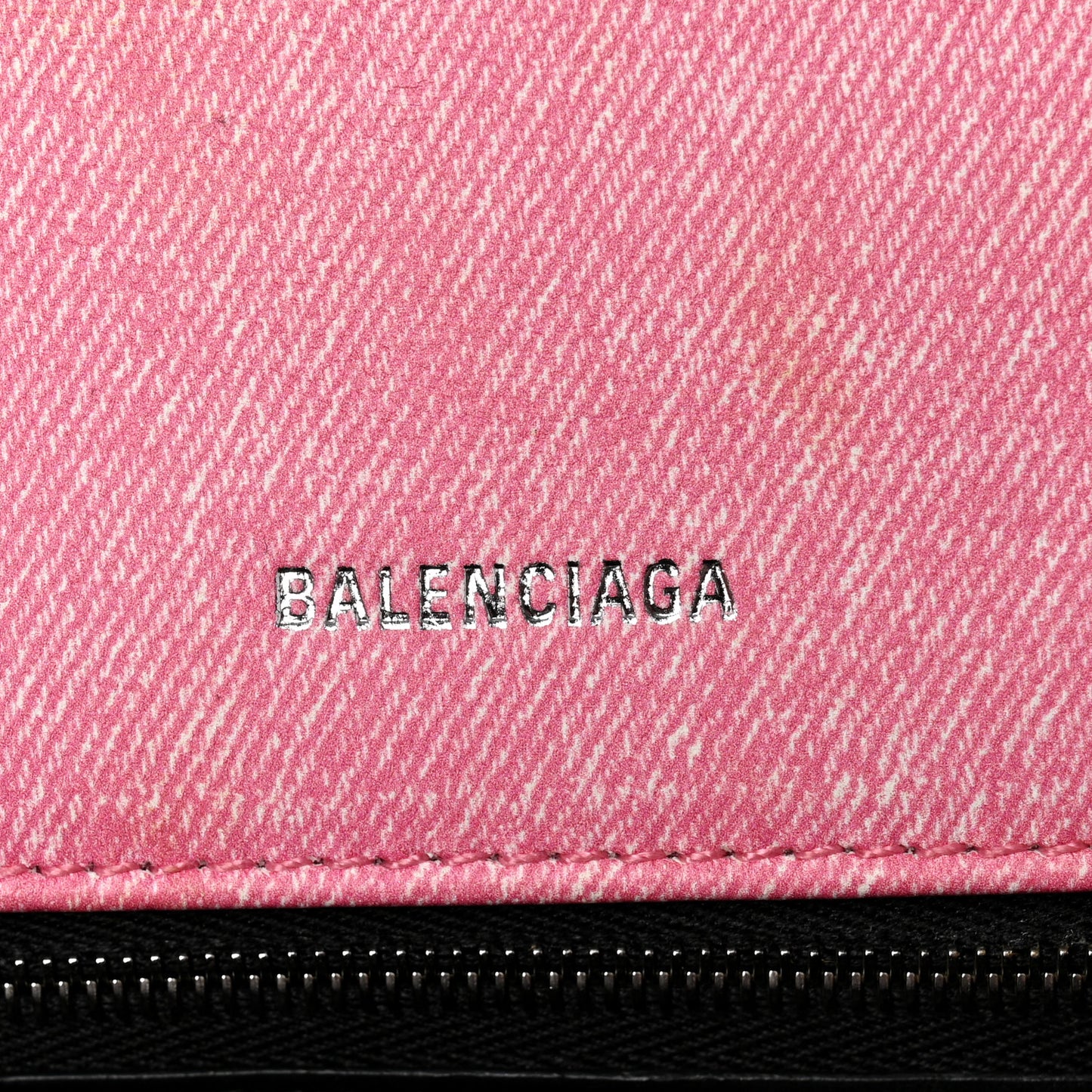 Nappa Denim Printed Small Hourglass Top Handle Bag Denim Pink