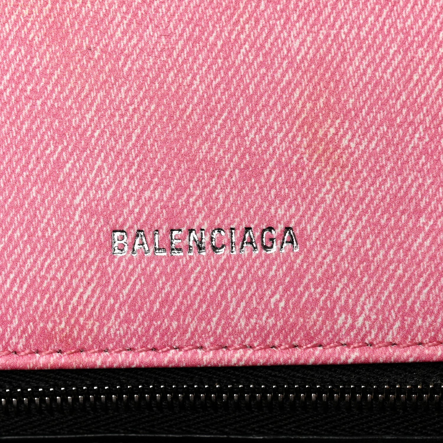 Balenciaga Nappa Denim Printed Small Hourglass Top Handle Bag Denim Pink 6 of 14