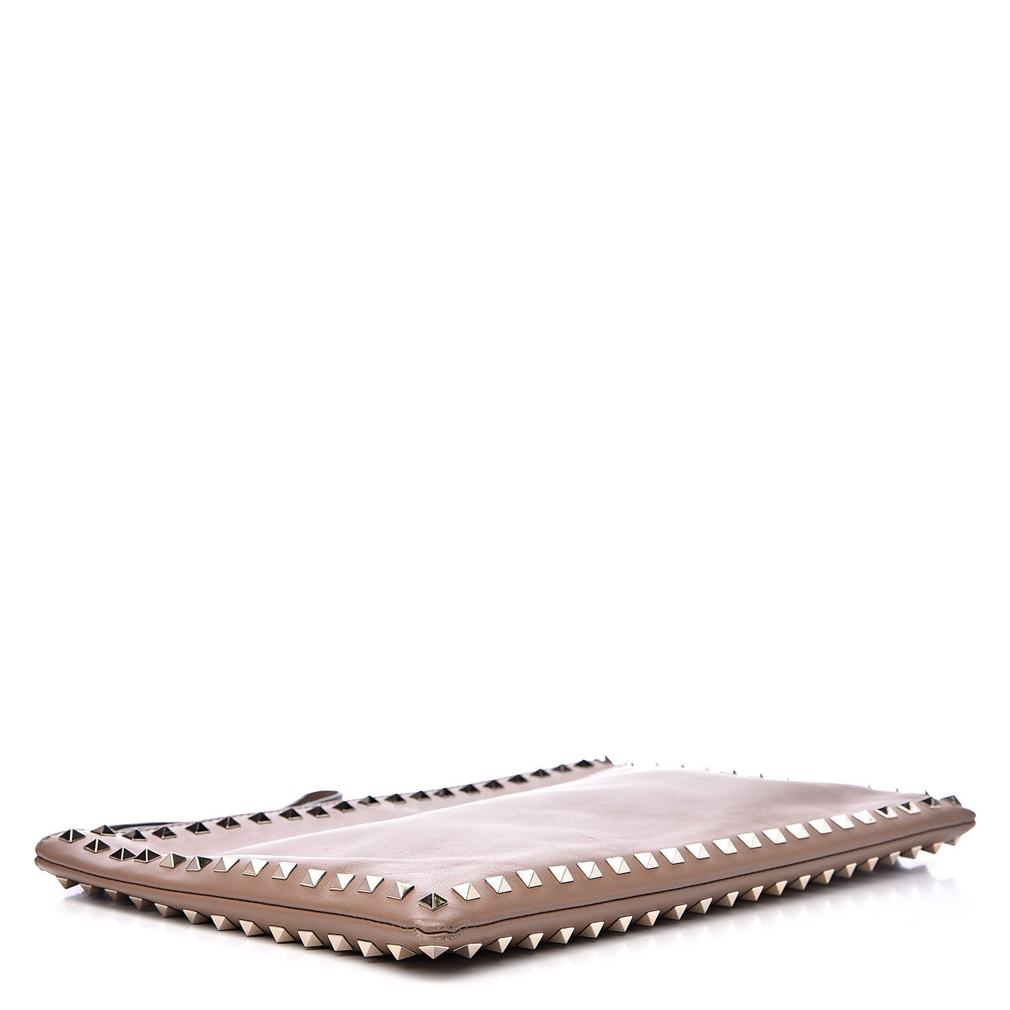 Vitello Large Rockstud Zip Wristlet Pouch Poudre