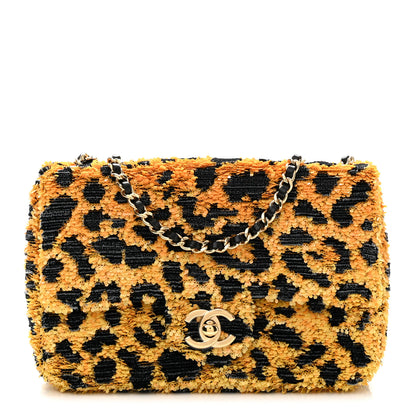 Chanel Sequin Mixed Fibers Leopard Print Mini Rectangular Flap Black Orange 1 of 11