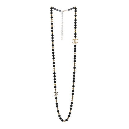 Chanel Beaded CC Long Necklace Black Gold 3 of 5