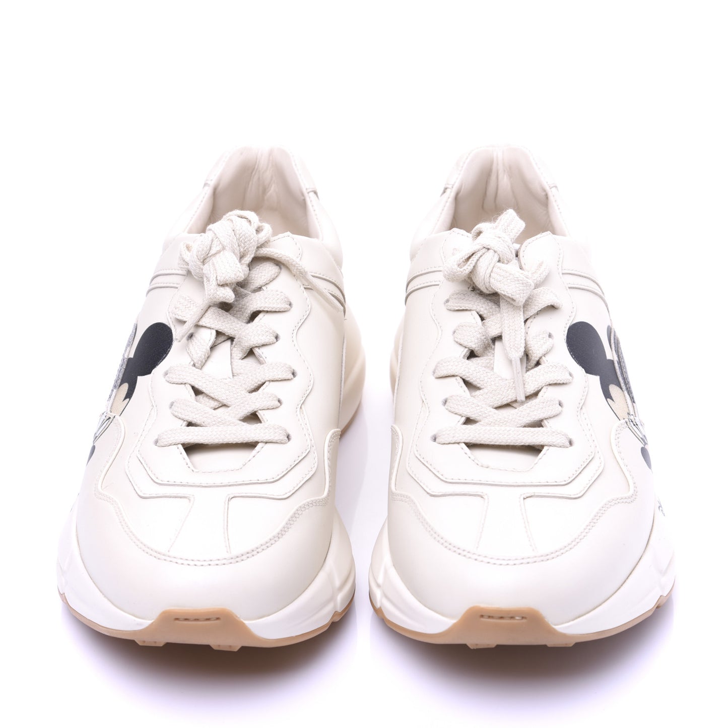 X DISNEY Calfskin Mickey Mouse Womens Rhyton Sneakers 38.5 Ivory