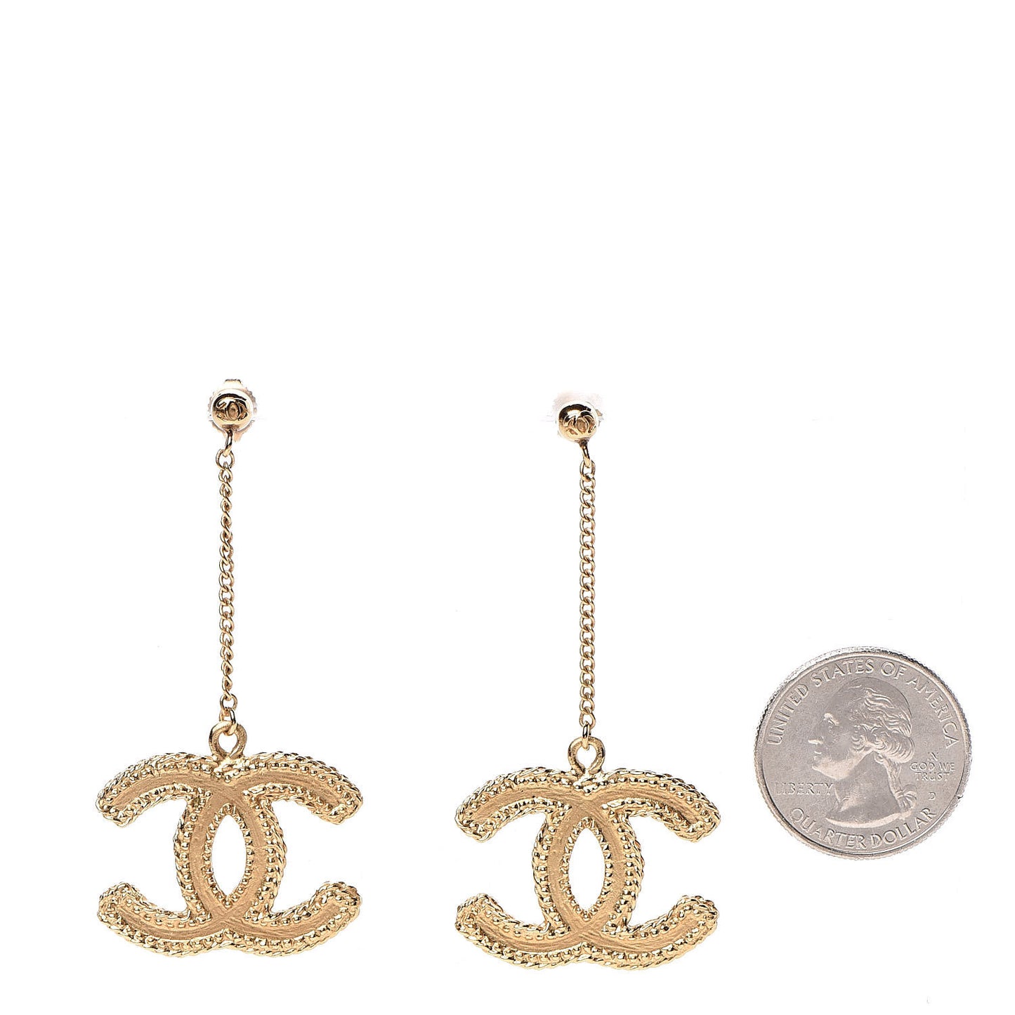 CC Drop Earrings Matte Gold