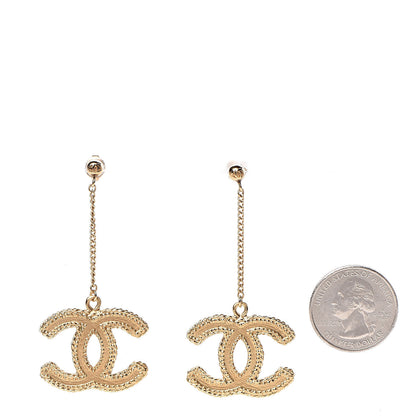 Chanel CC Drop Earrings Matte Gold 2 of 4