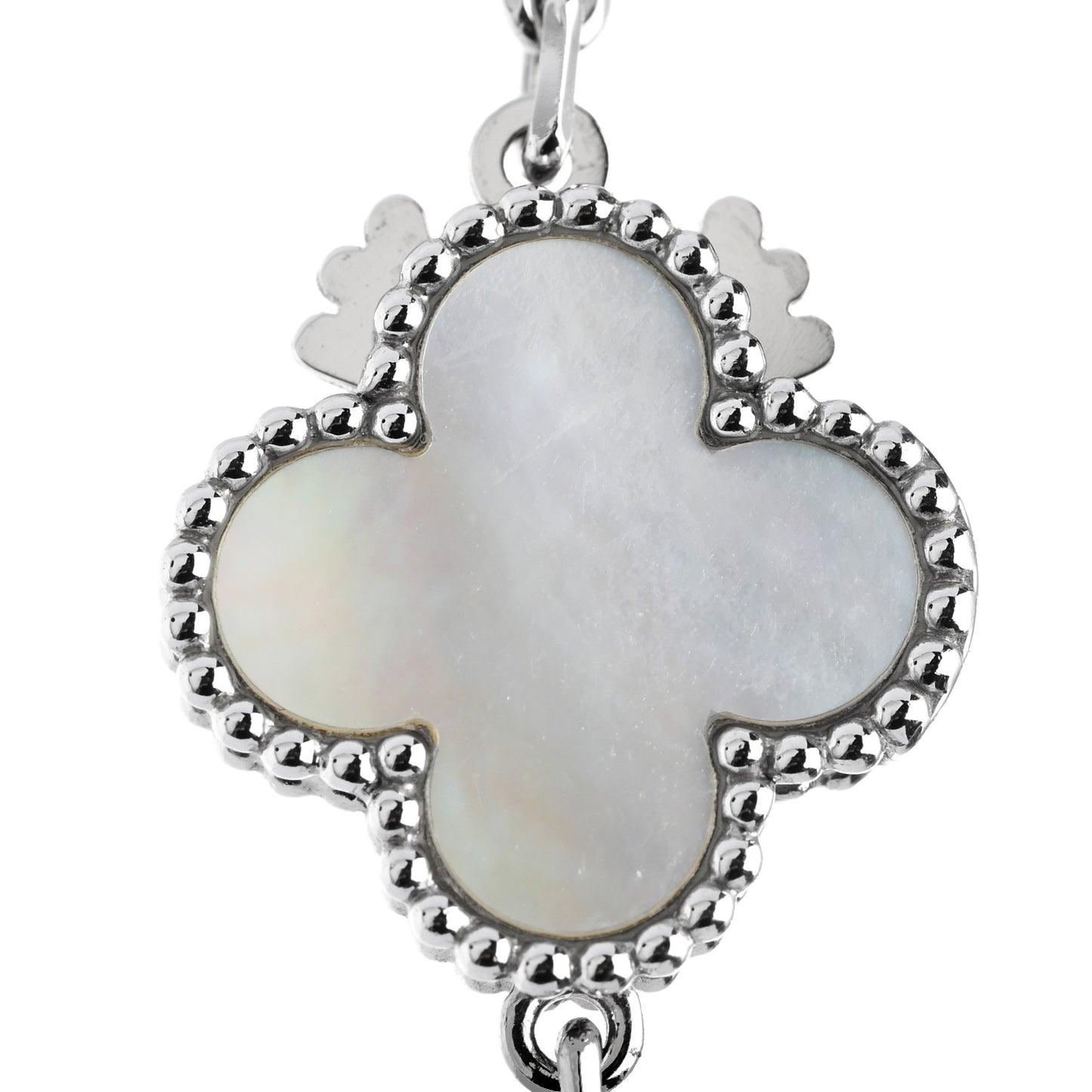18K White Gold Onyx Mother of Pearl 16 Motifs Magic Alhambra Necklace
