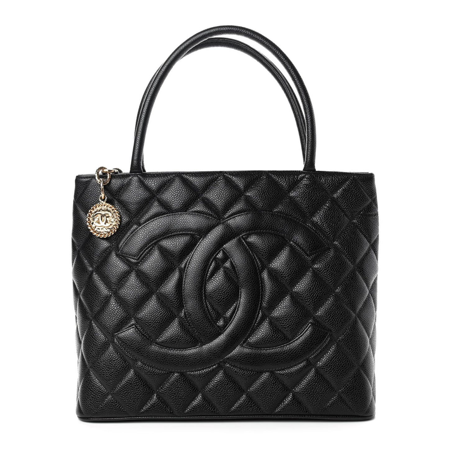 Caviar Quilted Medallion Tote Black