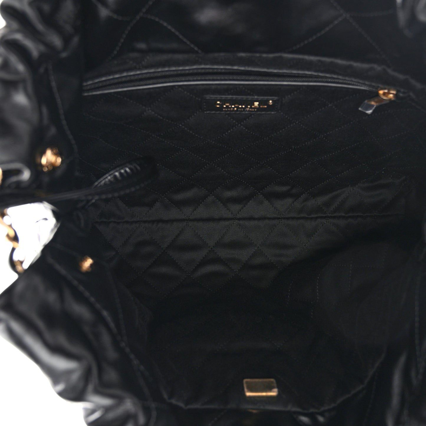 Shiny Calfskin Quilted Small Chanel 22 Black