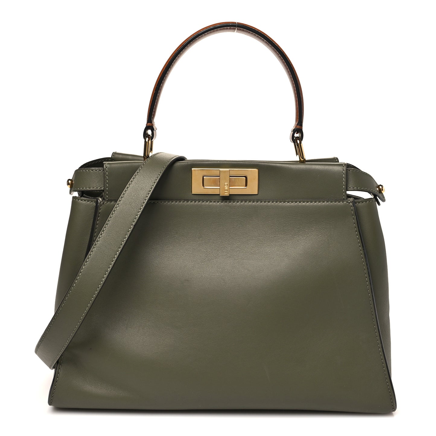 Vitello Seta Light Aura Shiny Nappa Medium Peekaboo I SEE U Satchel Equatore Cuoio