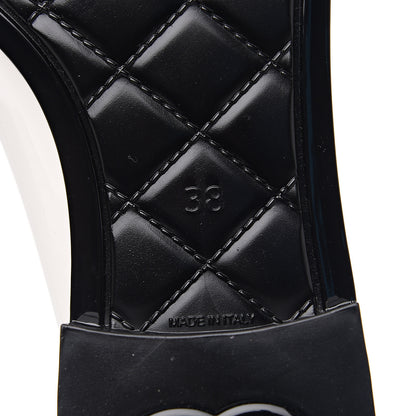 Chanel Rubber Rain Boots 38 Ivory Black 7 of 9