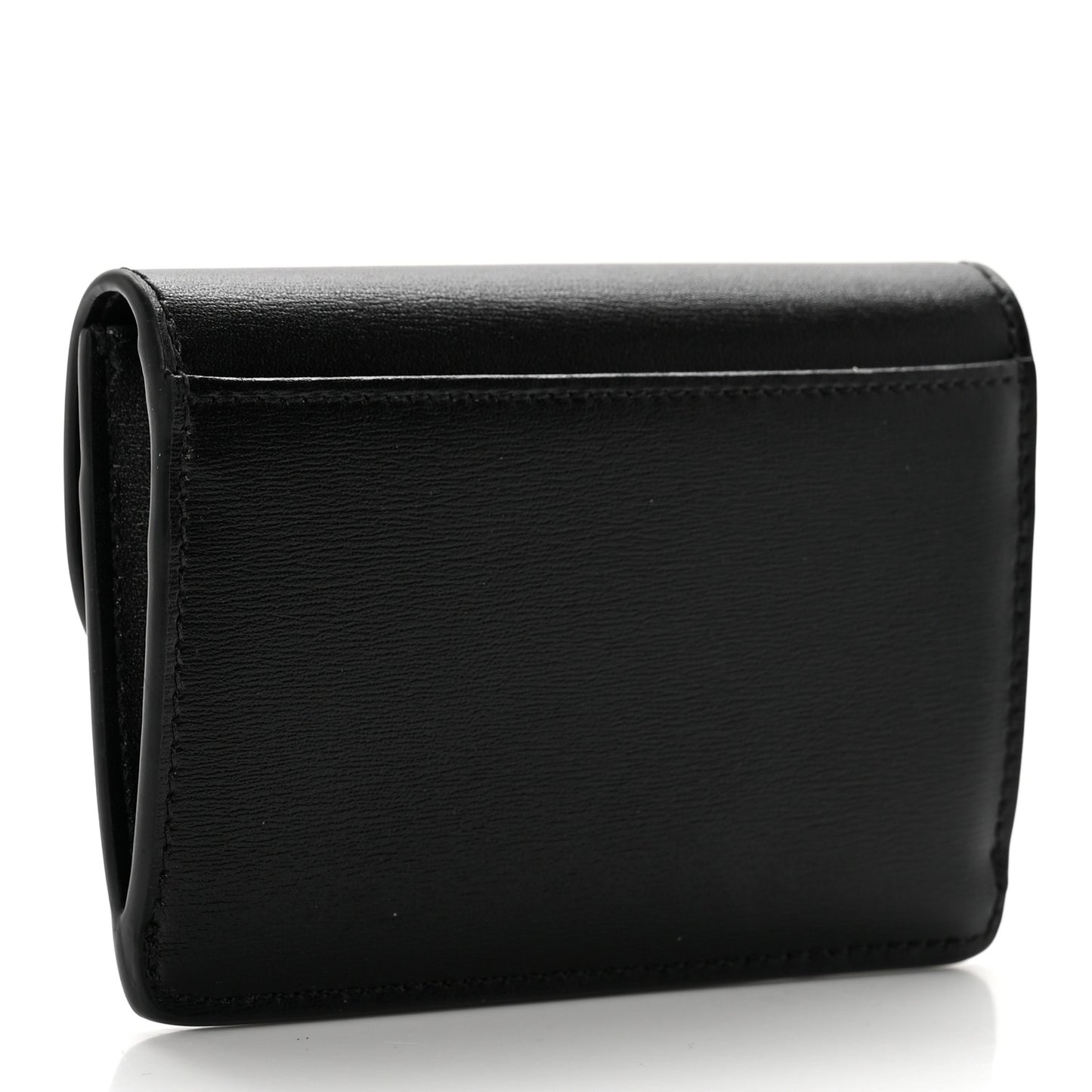 Shiny Calfskin Triomphe Flap Card Holder Black