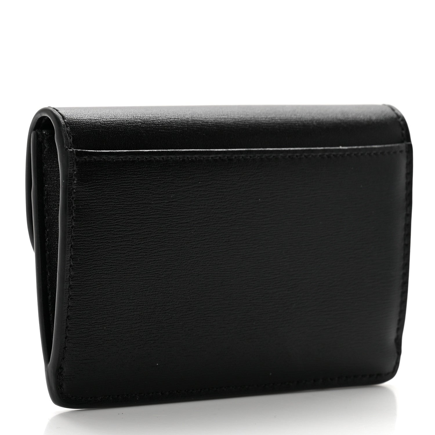 Celine Shiny Calfskin Triomphe Flap Card Holder Black 2 of 7