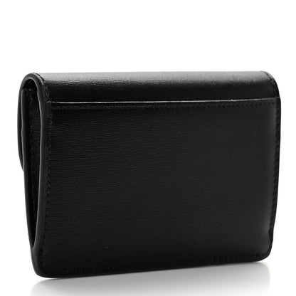 Celine Shiny Calfskin Triomphe Flap Card Holder Black 2 of 7