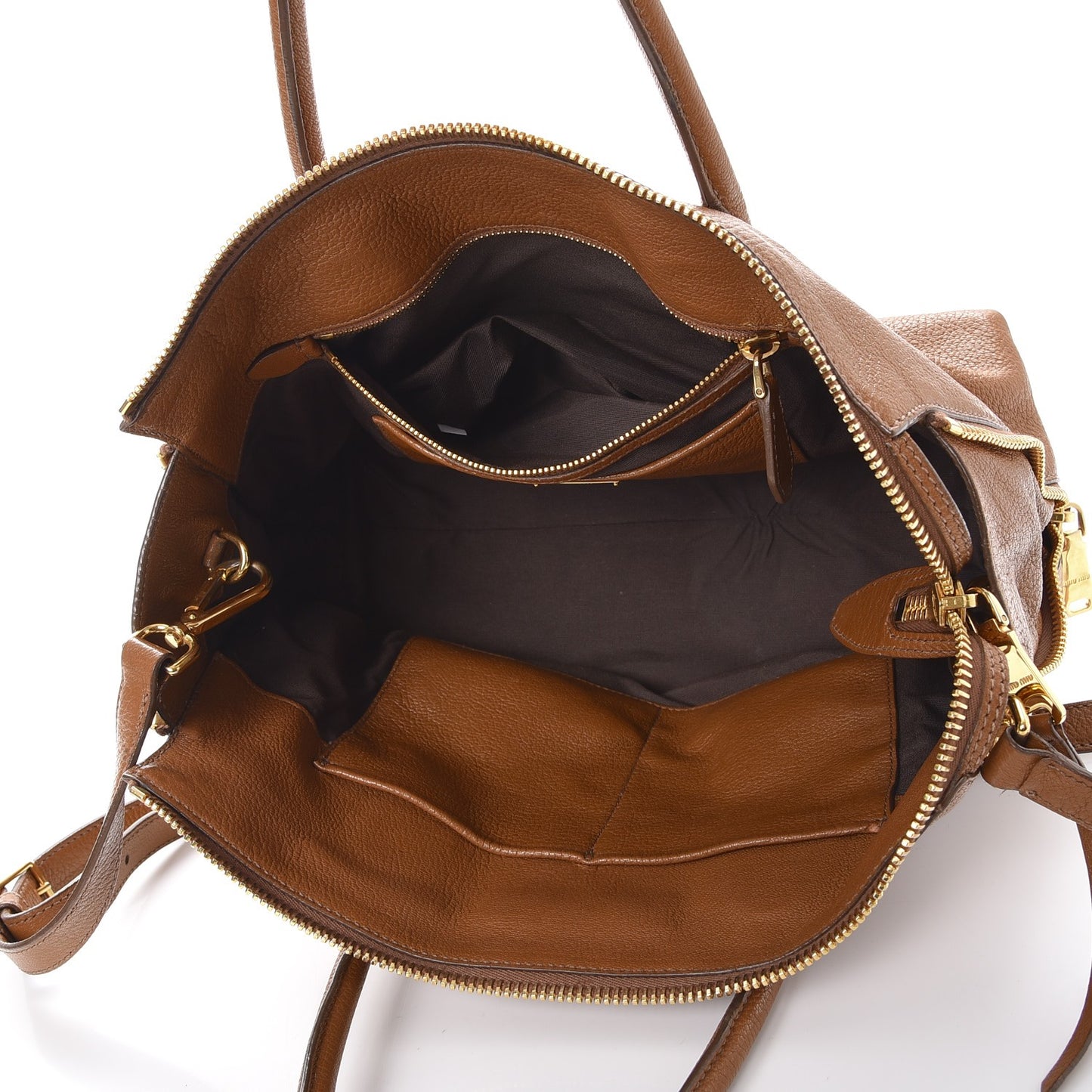 Goatskin Madras Zip Tote Brandy