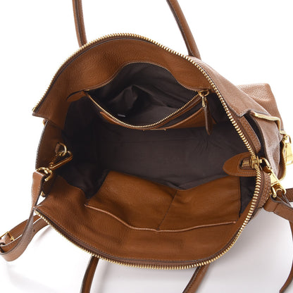 Miu Miu Goatskin Madras Zip Tote Brandy 5 of 21