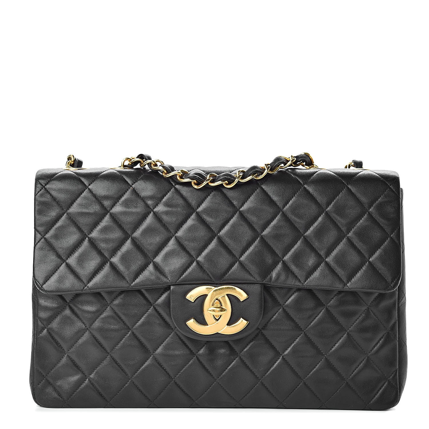 Chanel Lambskin Quilted XL Jumbo Single Flap Black 1 of 17