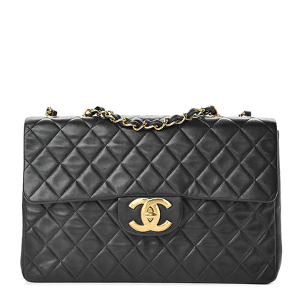 Chanel Lambskin Quilted XL Jumbo Single Flap Black 1 of 17