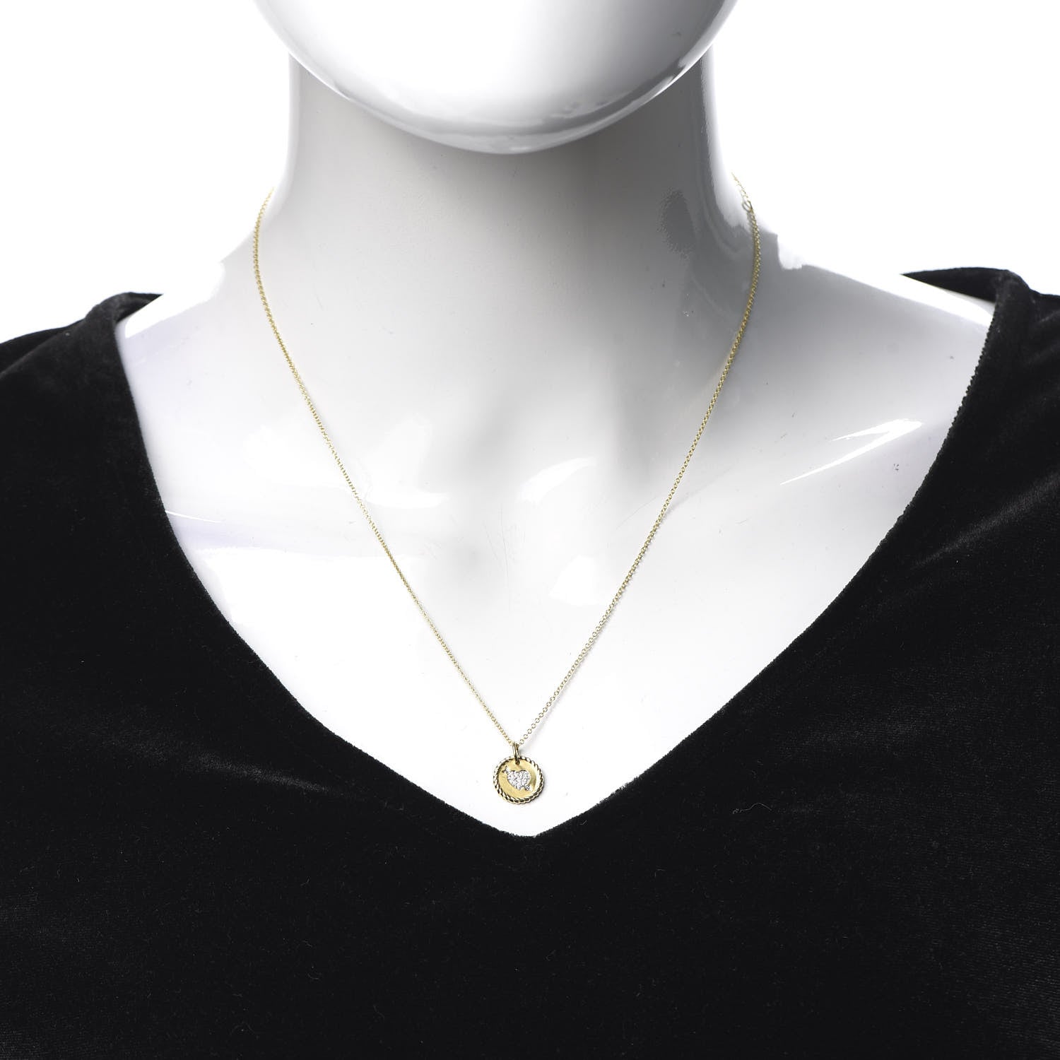 David Yurman 18K Yellow Gold Diamond Cable Collectibles Heart Charm Pendant Necklace 2 of 6