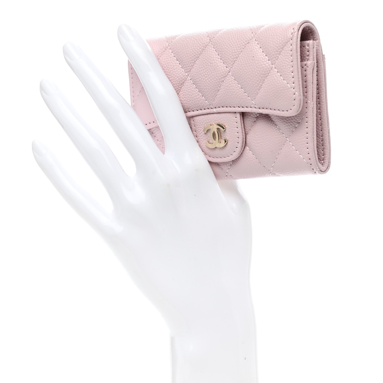 Chanel Caviar Quilted Flap Card Holder Wallet Light Pink 2 of 9