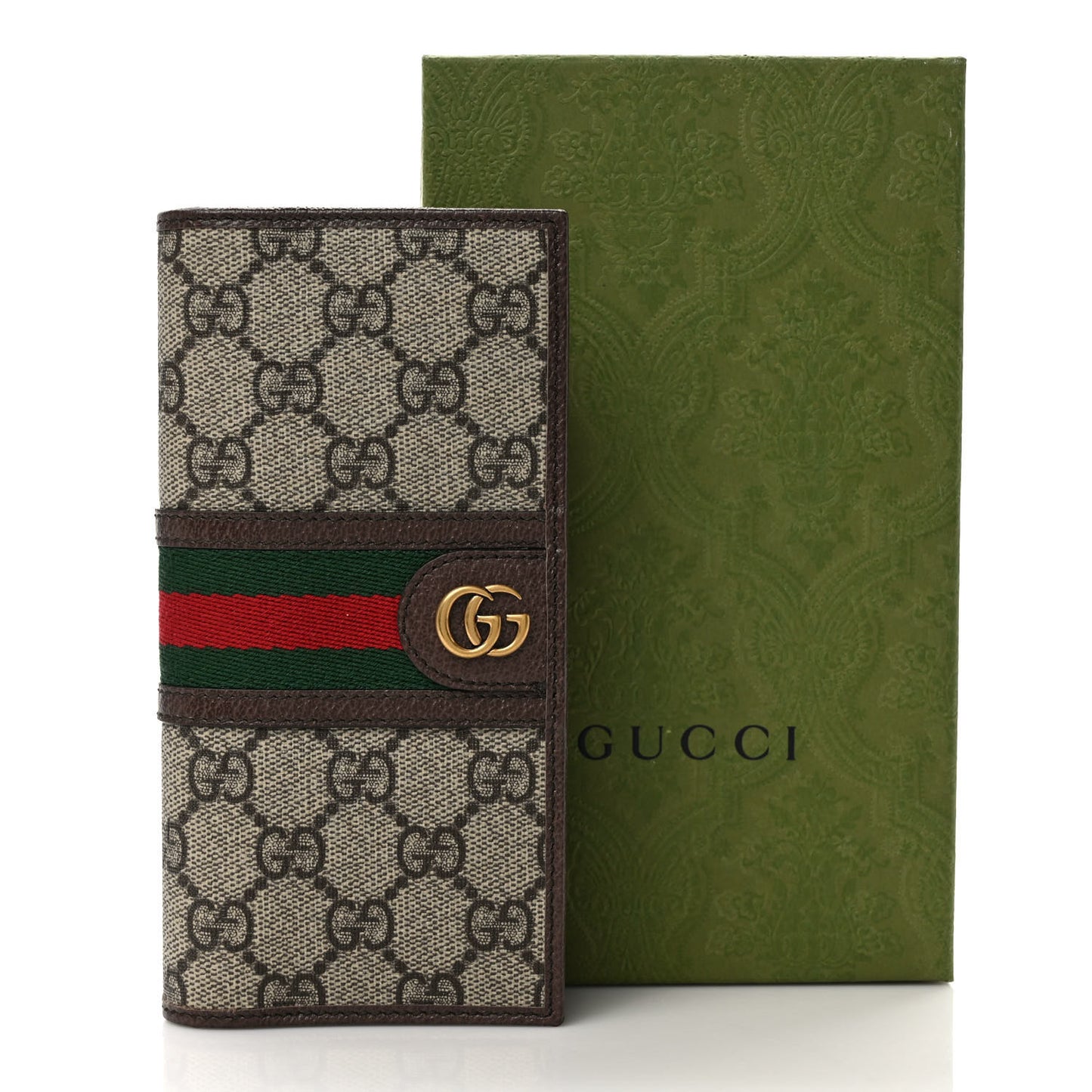 GG Supreme Monogram Web Mens Ophidia Long Wallet Beige New Acero